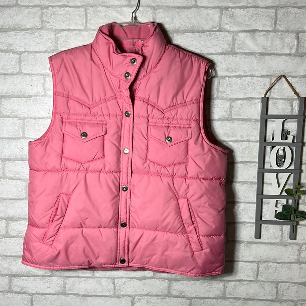 Walls authentic ranch wear pink puffer snap front vest size large
